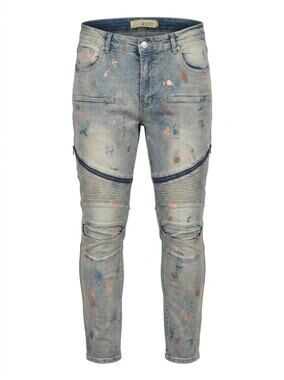 Refinery Republic Paint Splatter Distressed Moto Skinny Jeans Men Size 38